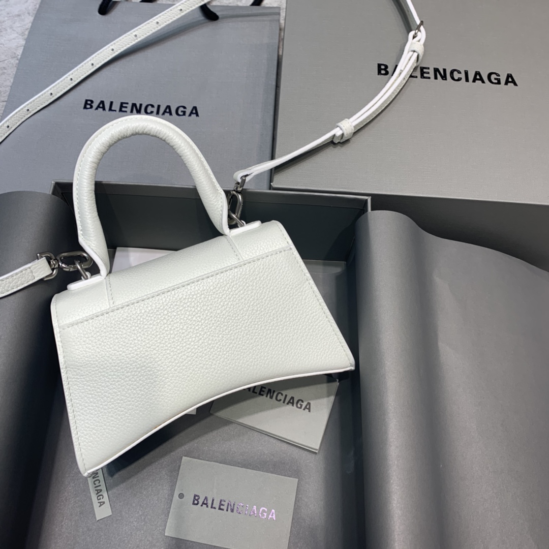 Balenciaga Hourglass XS Handbag Grain Calfskin Shoulder Bag White